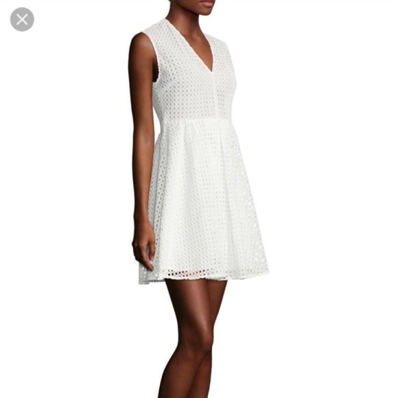 Sandro White Eyelet Lace Fit & Flare Dress - BRIDE TO BE - BRIDAL SHOWER - Picture 2 of 13